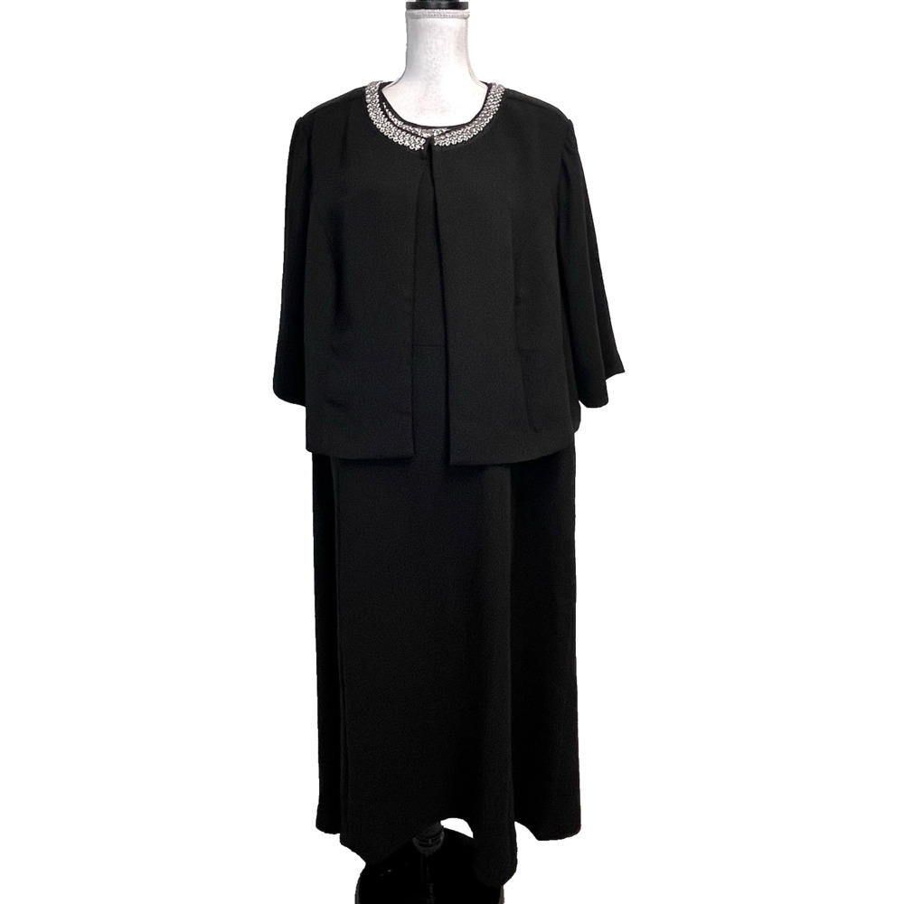 Jessica London 2pc Dress & Jacket Set Plus size 26W Black Faux Diamonds Wedding